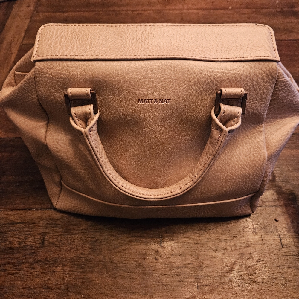 Matt & Nat Magnetic Closure Pink Champagne Beige Hand/Shoulder Bag